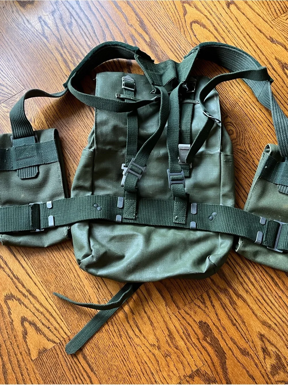 Olive Green Canvas Messenger Actual Military Bag with Adjustable Strap